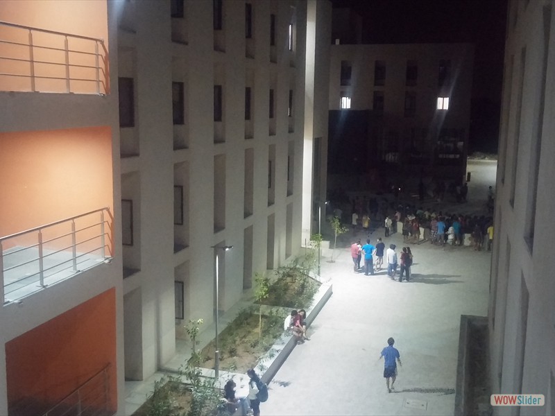 A gathering in the hostel area